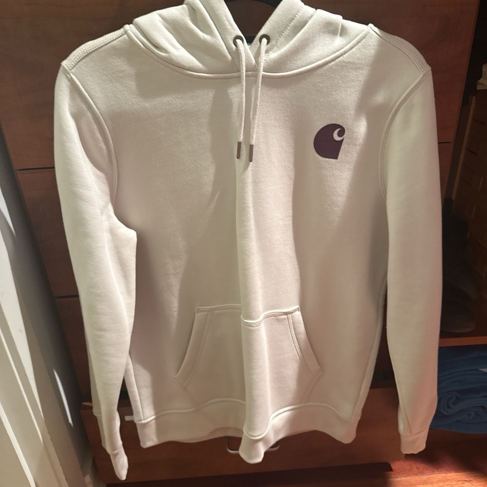 Carhartt White Hoodie with Purple Logo
